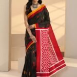 Black Geometric Print Jamdani Cotton Saree