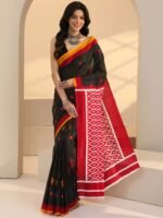 Black Geometric Print Jamdani Cotton Saree
