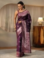 Burgundy Kanjeevaram Silk Blend Saree