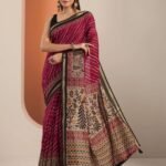 Maroon Printed Cotton Blend Saree