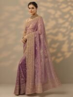 Mauve Embroidered Nylon Saree