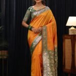 Mustard Silk Blend Saree