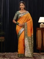 Mustard Silk Blend Saree