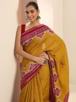 Mustard Solid Cotton Saree