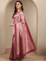 Peach Woven Design Silk Blend Saree