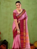 Pink Narayanpet Mercerized Cotton Saree