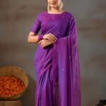 Purple Handloom Gini Cotton Saree