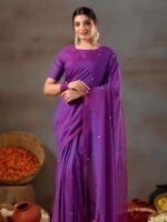 Purple Handloom Gini Cotton Saree