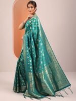 Teal Woven Design Silk Blend Sarees