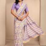 White Printed Cotton Saree