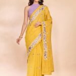Yellow Tissue Lyocell Linen Embroidered Saree
