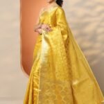 Yellow Woven Design Silk Blend Saree