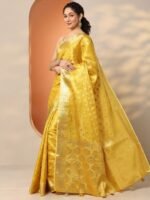 Yellow Woven Design Silk Blend Saree